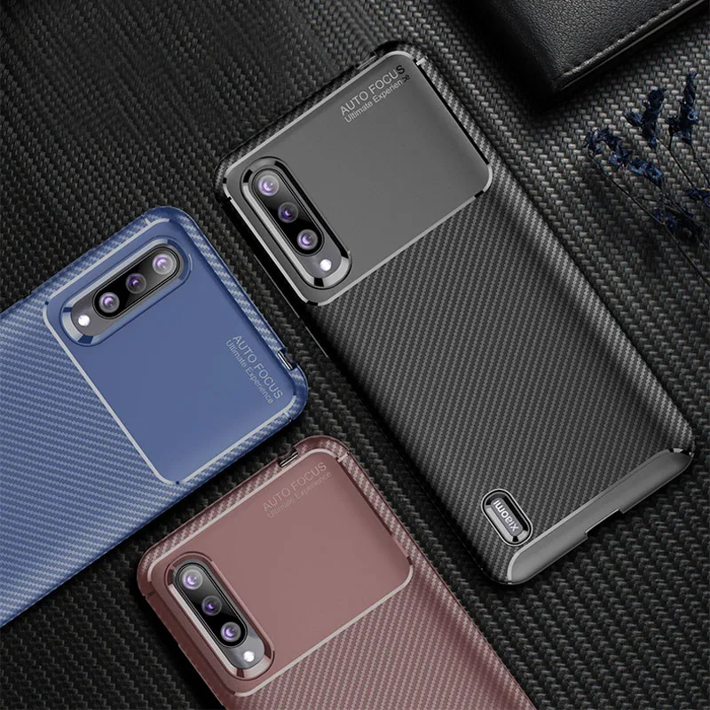 Luxury Carbon Fibe Phone Cover for Xiaomi Mi CC9 A3 Case Shockproof Soft Silicon TPU xiaom cc9e Lite | Мобильные телефоны и