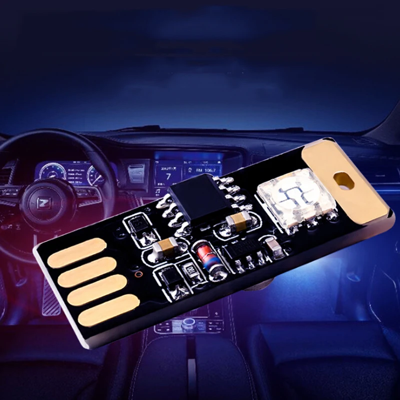 Автомобильный светодиодный светильник USB 7 цветов сменные автомобильные