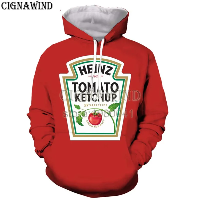 New arrive popular Heinz Tomato Ketchup men women 3D print harajuku style t shirt /hoodies/ sweatshirts/vest/ summer tops | Мужская