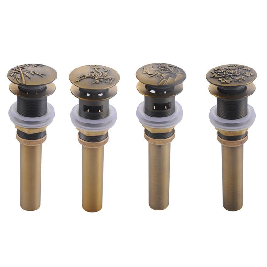 

Wholesale and Retail Antique Brass Vessel Sink Drain Bathroom Basin Pop-Up Drain Solid Brass round