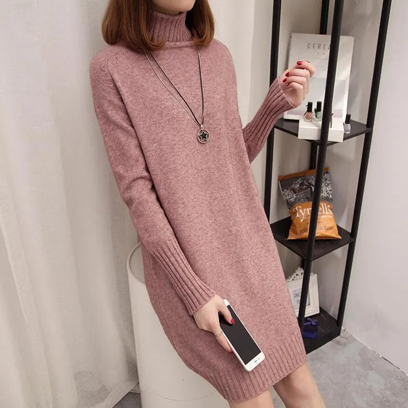 Autumn winter sweater 2018 new high-necked women long section of hedging primer shirt Slim Knitwear Jumper thickening | Женская одежда