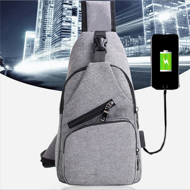 Новинка, Мужская модная простая повседневная поясная сумка, USB удобный зарядный порт, Противоугонный нагрудный рюкзак, сумка на плечо