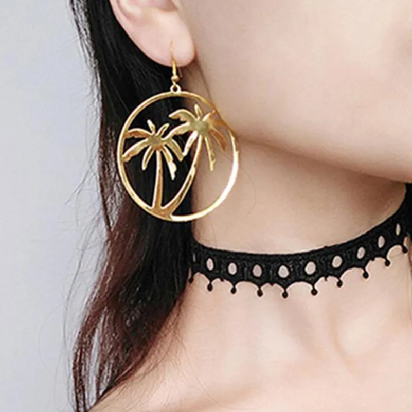 Женские ажурные серьги из акрила и кокосового дерева большие капельки с круглыми