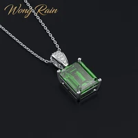 wong rain vintage 100 925 sterling silver created moissanite emerald gemstone diamonds pendant necklace fine jewelry wholesale
