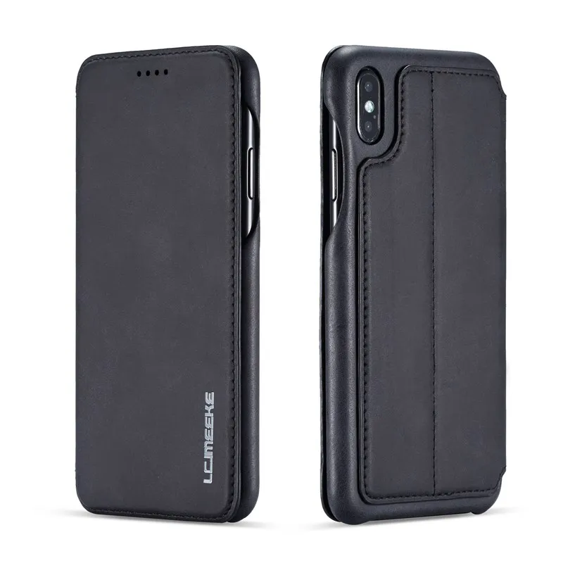 black HG кожаный чехол для Iphone XR чехол для телефона протектор Магнитный чехол Hoesje Coque для Iphone XR раскладной чехол - Цвет: black