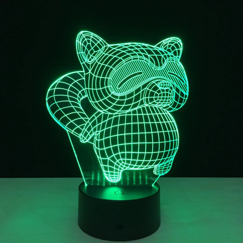 Цветной ночник в виде кошки с 3D иллюзией акриловый светодиодный светильник для