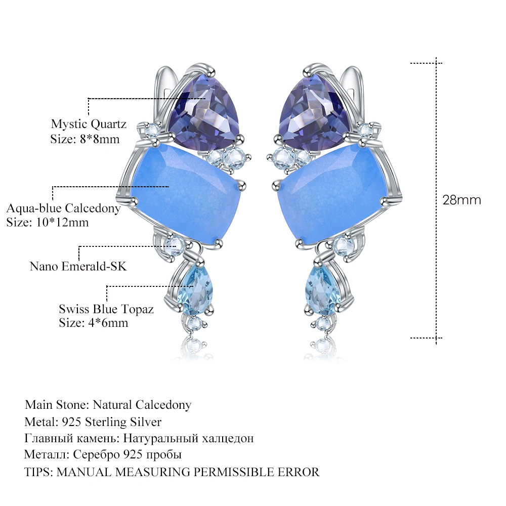 GEM'S балетные 925 пробы, серебряные, натуральные, Аква-синий, Calcedony, серьги, современная мода, необычные, висячие серьги для женщин, Bijoux