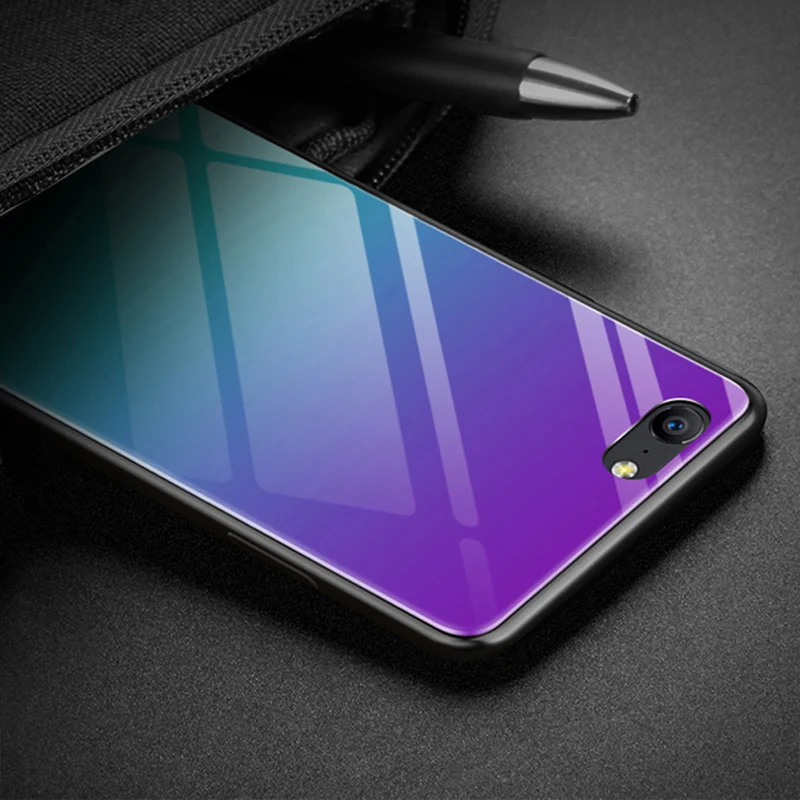 

For OPPO F3 Lite case 5.2" tempered glass + TPU phone cover cases For OPPO F 3 Lite F3Lite Gradient glass case OPPOF3Lite shell