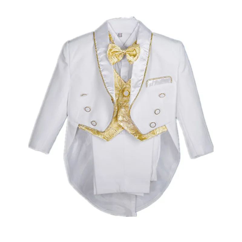 BBWOWLIN Toddler Winter Clothes Swallowtail Tuxedo Suit White Black 5pcs for 1-4T Baby Boy Christmas Outfit Thanksgiving 101 |