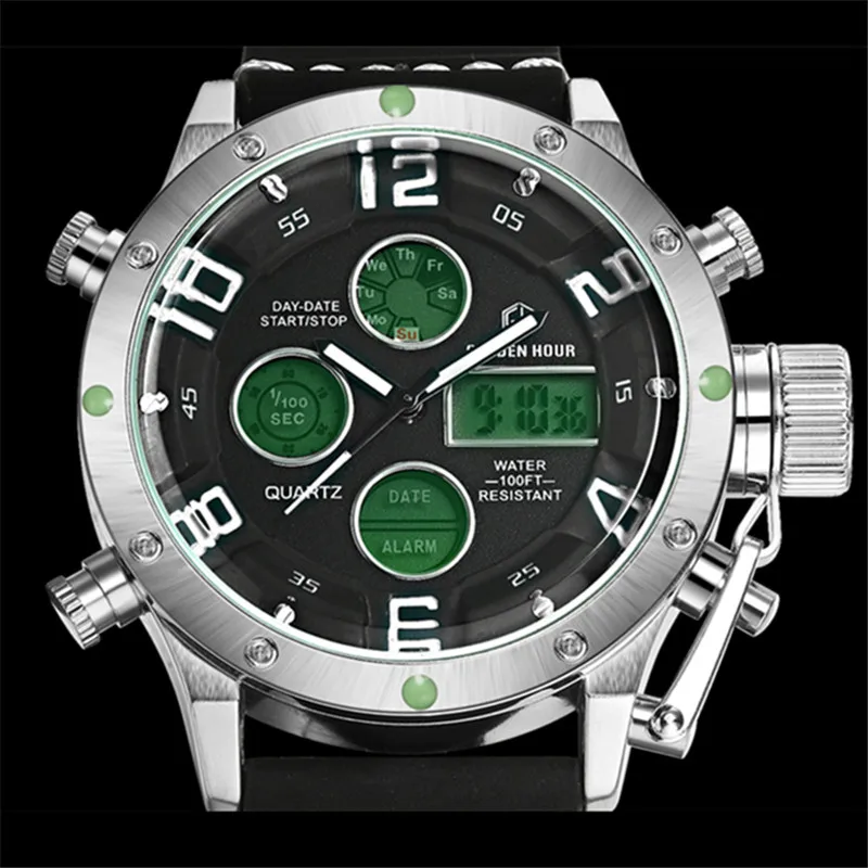 Goldenhour Топ Элитный бренд Повседневные часы Для мужчин светодиодный цифровой