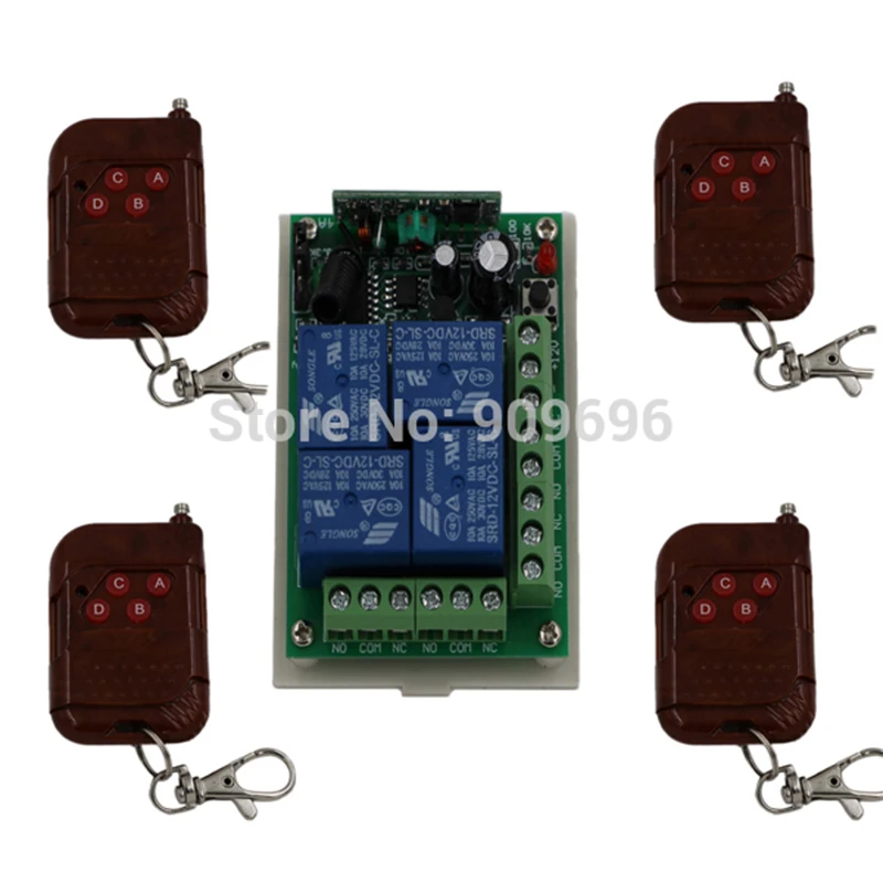 

DC 12V 4 CH 4CH RF Wireless ON/OFF Remote Control Switch System, Transmitter Receiver,315/433MHZ