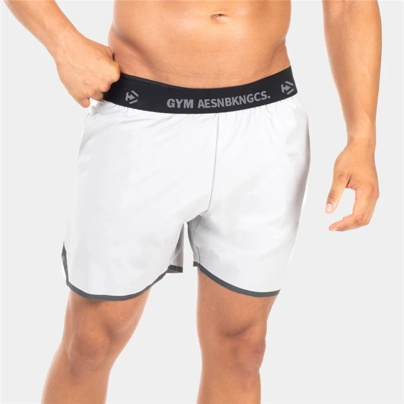 2019 Для мужчин летние тонкие шорты тренажерные залы Фитнес Бодибилдинг бег