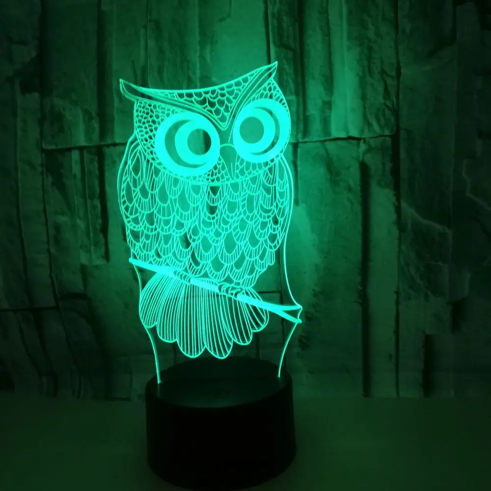 

[DBF]Night Light for Kids Night Owl 3D Night Light 7 Colors Changing Bedside Lamp with Smart Touch/Remote Control Kids Gift
