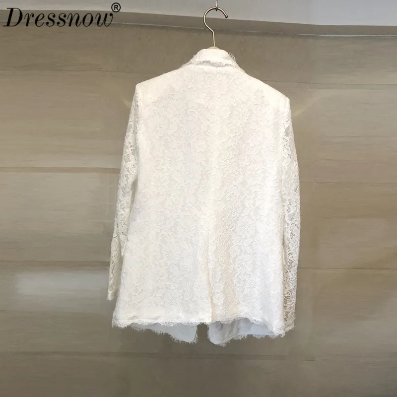 Dressnow/женское роскошное кружевное пальто, летняя вышивка, Цветочный жемчуг, двубортное Женское пальто с карманом