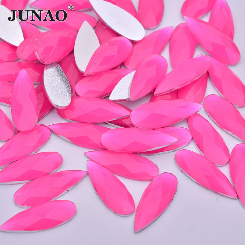 Неоново желтый стразы JUNAO 8*22 мм аппликация с плоской задней стороной большие