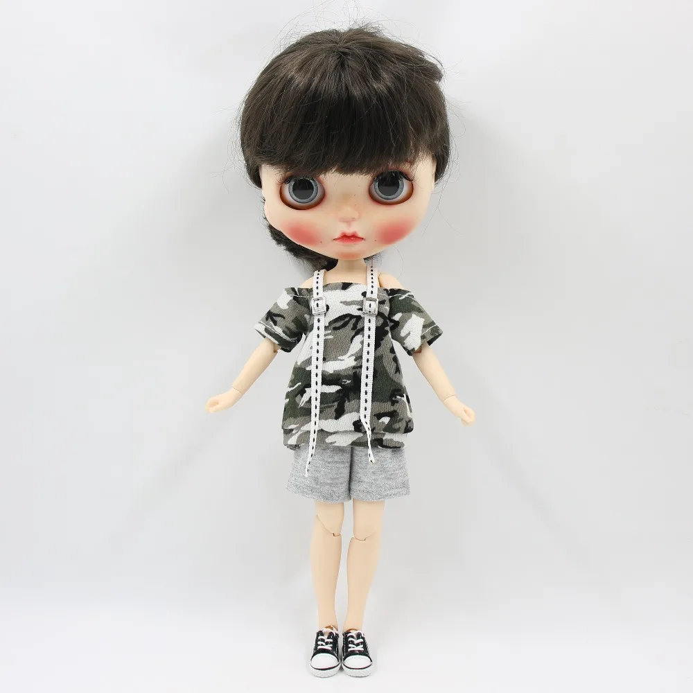 Blyth doll ледяной камуфляж зеленый fatigues короткие штаны