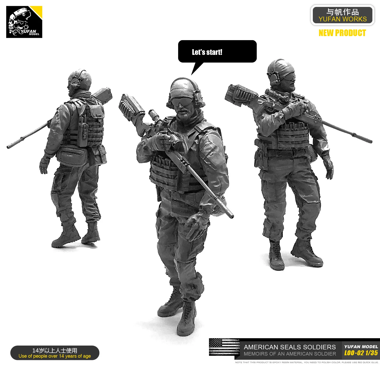 Yufan модель 1/35 Рисунок Модель комплект США Уплотнения снайперский каучуковый солдат unmount Loo-02
