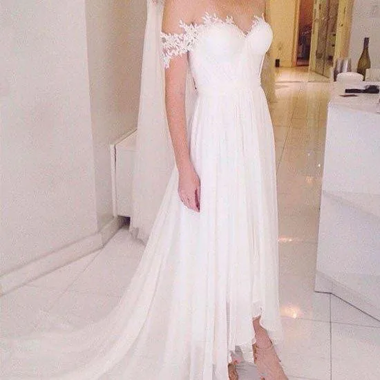 

2021 sexy elegant Lace boho hi lo Wedding Dresses bridal gowns robe de mariage beach wedding gowns plus size Vestidos de Novia