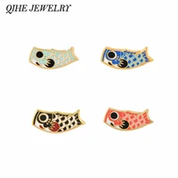 qihe jewelry koinobori fish pins koi enamel pin brooches badges brooches for men women travel jewelry