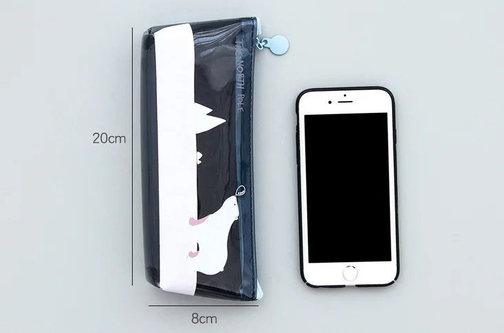 Креативный полупрозрачный пенал из ПВХ с пингвином полярным медведем для детей