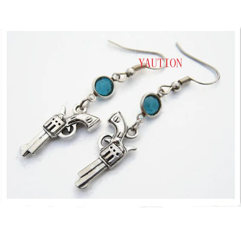 Серьги YAUTION с камнем-талисманом по месяцу рождения подвеска-Револьвер