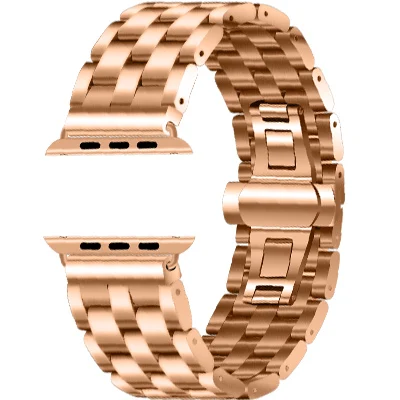 Rose Gold Нержавеющая сталь для Apple Watch группа 4 42 мм/38mm 3 iwatch Группа 44 мм/40 мм ремешок петли для ремня ремешки Apple черный серебро золото - Цвет ремешка: Rose Gold