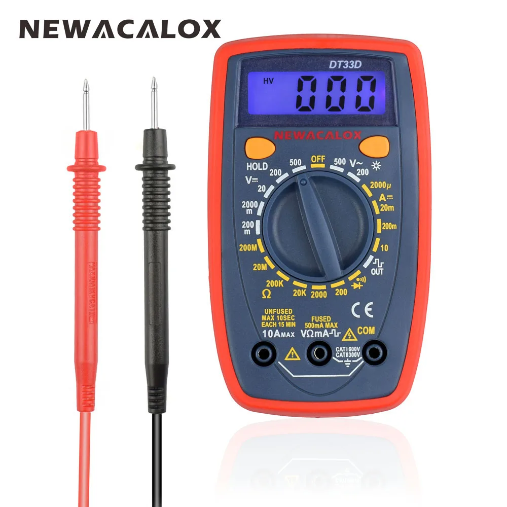 NEWACALOX Электрический инструмент ЖК-цифровой мультиметр AC/DC Амперметр Вольтметр Ом портативный клещи Тестер инструмент
