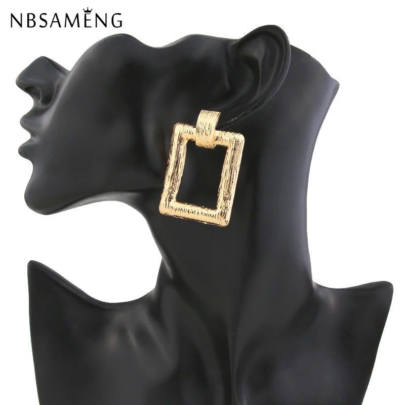 Золотая Геометрическая большая эффектная 2019 Серебряная запонка из сплава серьги