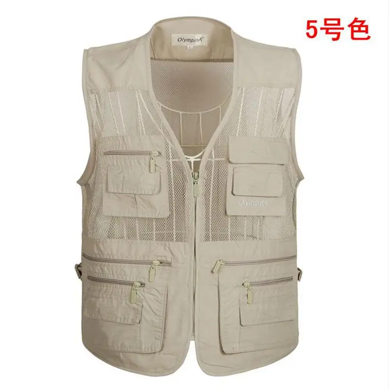 

outdoor Men Multi Pocket Baggy Vest 2022 Summer men Casual Thin Mesh Shooting Work Outerwear Sleeveless Jacket With Many Pockets