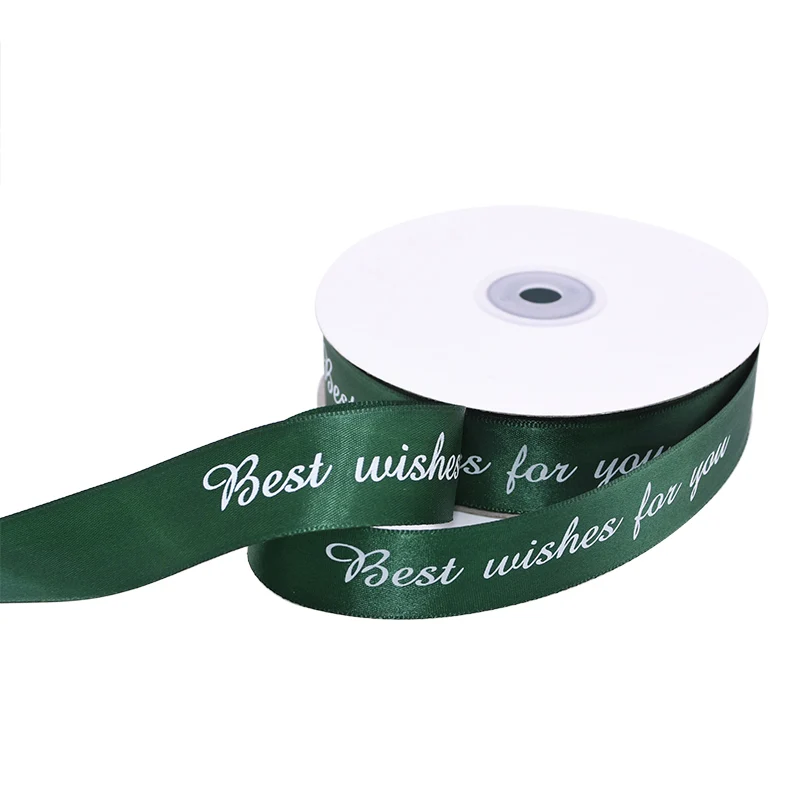 best wish for you 4 5m/roll 25mm Just For You Printed Polyester Ribbon for Wedding Party Decorations DIY Handmade Bow Craft Ribbons Gifts Wrapping - Цвет: best wish for you 4