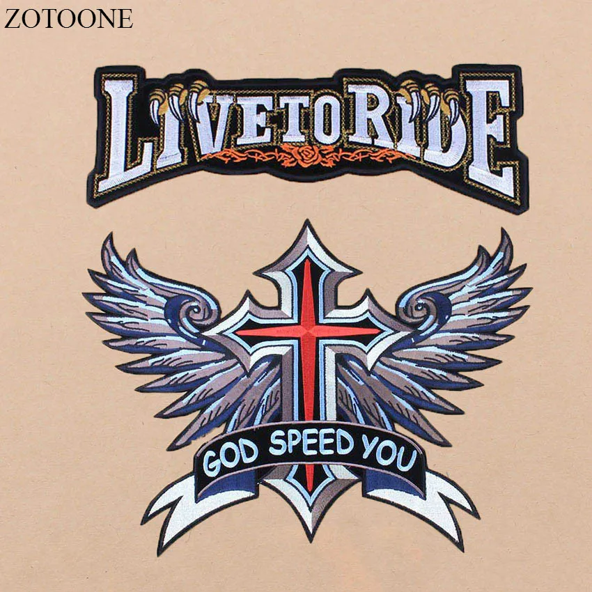 ZOTOONE крутые большие нашивки с вышивкой на спине одежда куртка Череп Байкерская