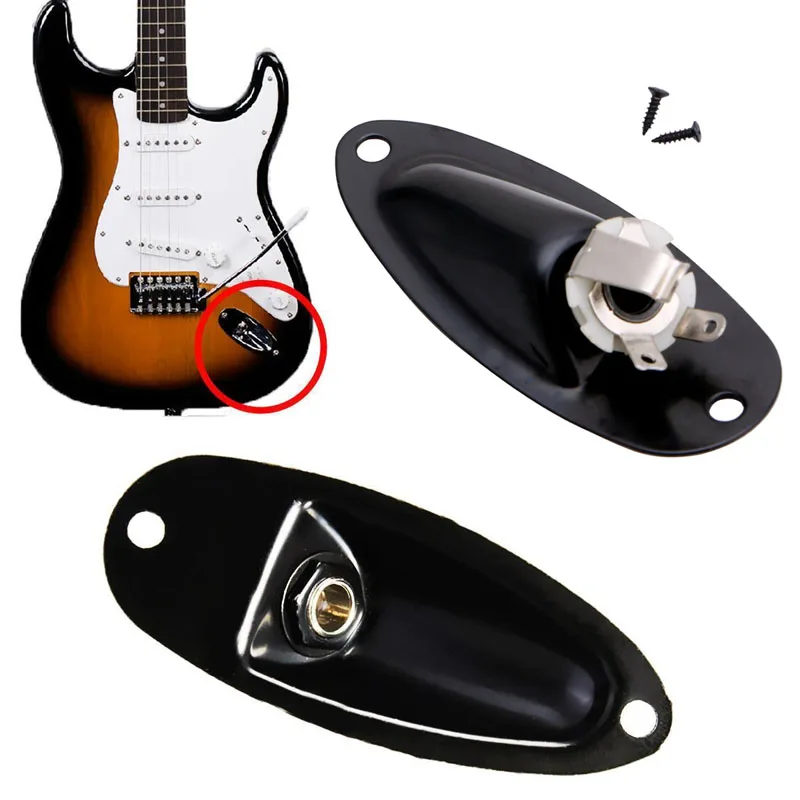 1 комплект выходной разъем для лодки Черная Пластина с винтами гитары Fender Strat|jack