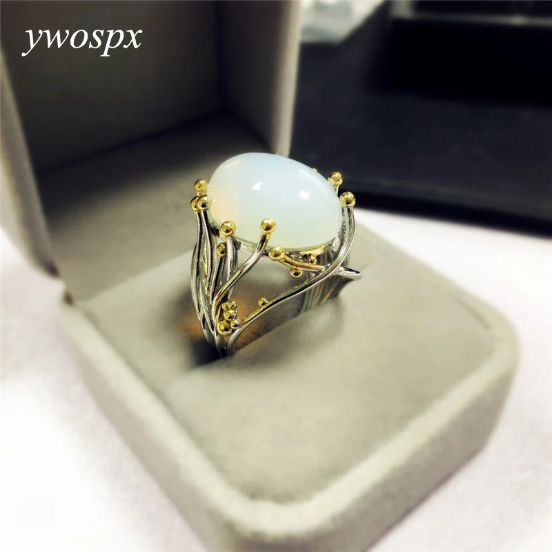 Винтажное кольцо YWOSPX серебряное с лунный камень белый опал лоза кольца для