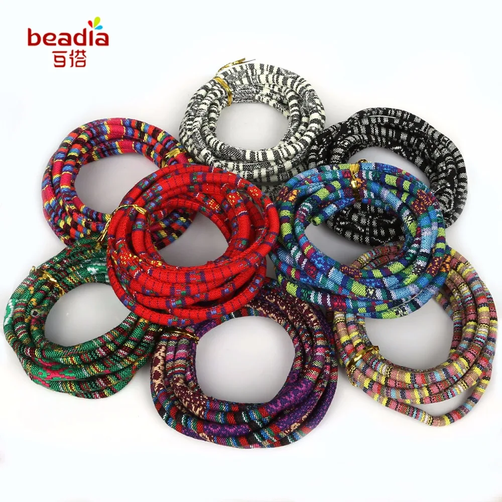 Популярная тканевая веревка шириной 5 мм 3 м/упак. разноцветная в богемном стиле