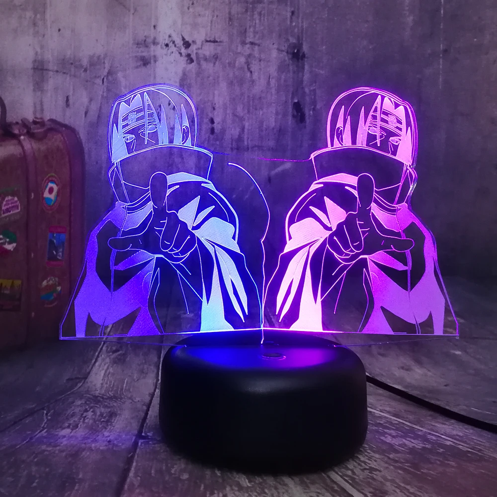 Аниме смешанные двойной Цвета у героя мультфильма Саскэ Утиха 3D светодиодный