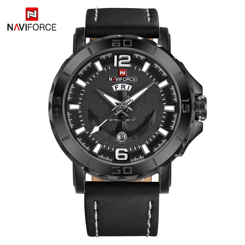 Black White NAVIFORCE мужские часы модные водонепроницаемые аналоговые Дата Часы мужские s кварцевые спортивные часы мужские армейские военные наручные часы Relogio - Цвет: Black White