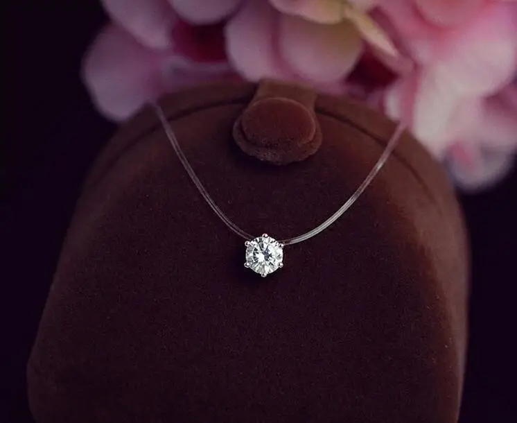 2 шт. посеребренные блеск Циркон цепочки и ожерелья Невидимый прозрачная леска