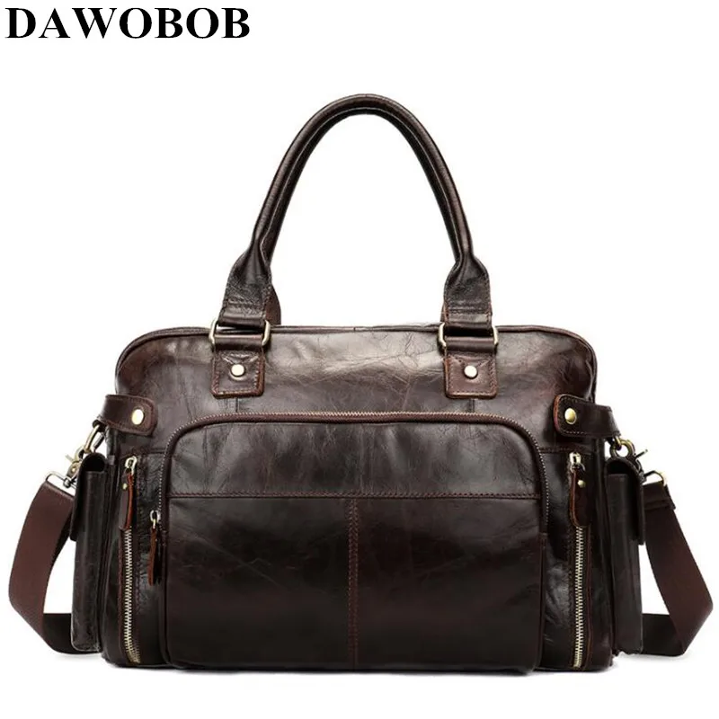 

Fashion Genuine Leather Men's Travel Bag Luggage & Travel Bag Men Carry On Leather Duffel Bag Weekend Bag Tote Handbag Coffee