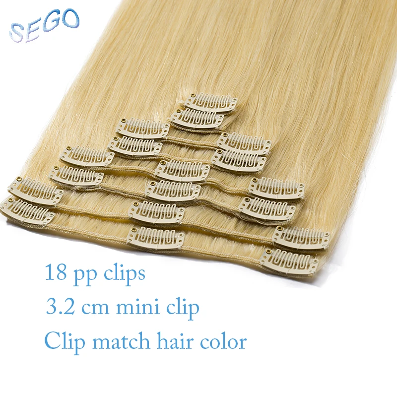 SEGO 1"-24" 70 г-120 г двойной вытяжки с зажимом в Пряди человеческих волос для наращивания не Реми 8 шт./компл. натуральные волосы#1# 1B#2#4#6#24#60#613