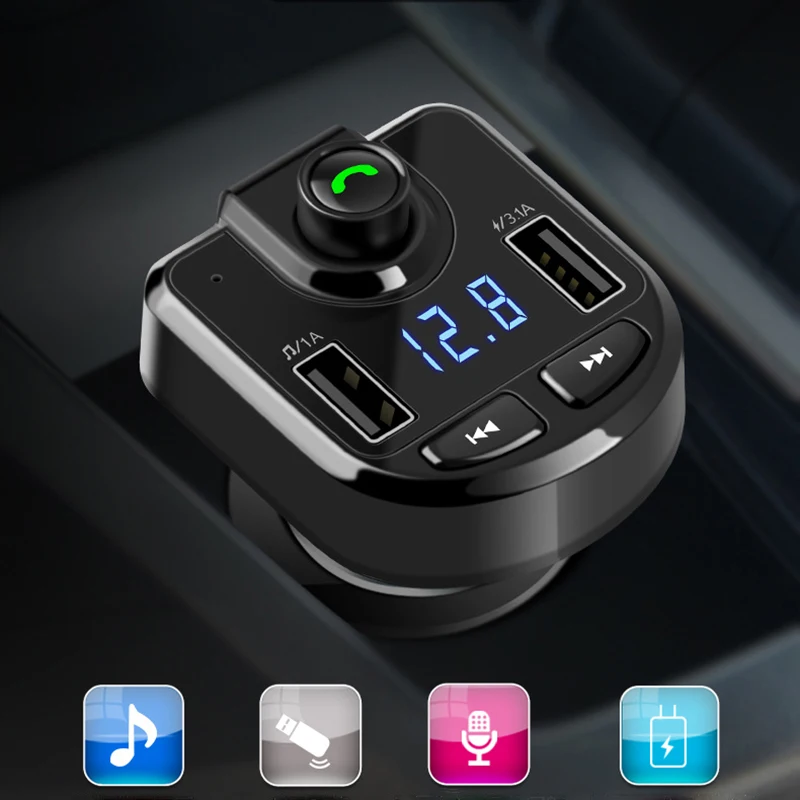 FM трансмиттер с Bluetooth автомобильный комплект громкой связи аудиоплеер для