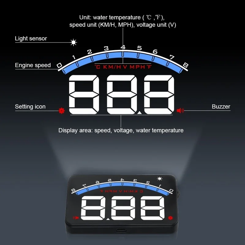 M6 головой вверх 3,5 ''ветрового стекла проектор OBD2 автомобиля для фиксации данных при вождении, Дисплей Скорость Температура воды HUD Предупреждение Дисплей автомобильные аксессуары