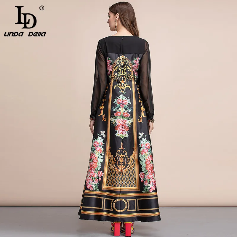 Женские подиумные платья макси LD LINDA DELLA винтажное праздничное вечернее длинное
