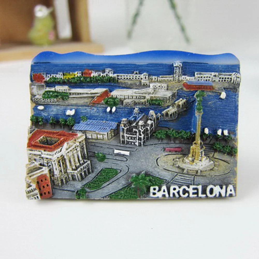 Spain Barcelona Tourist Souvenir Fridge Magnets Columbus Square Monument Refrigerator Magnetic Stickers Home Decor Decoration|souvenir fridge