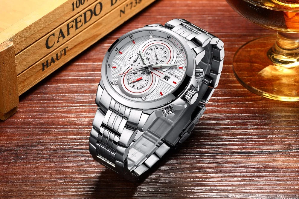 

New Top Brand Luxury Men Quartz Watch Full Steel Sport Clock Waterproof Male Military Business Wrist Watches Relogio Masculino