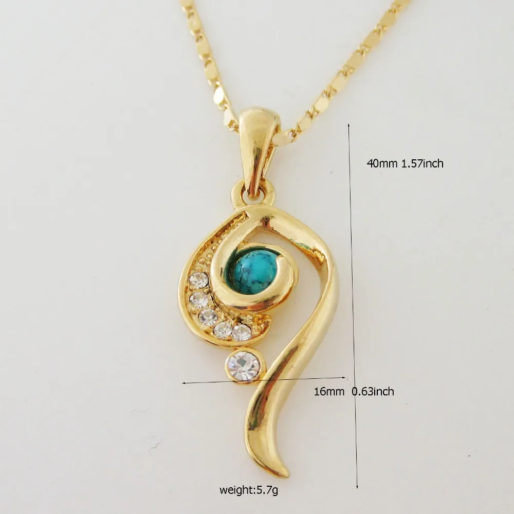 Chain Necklace Special Pattern Blue Stone Hangs 1.57 Inch Cz Stones Pendant Great Gift