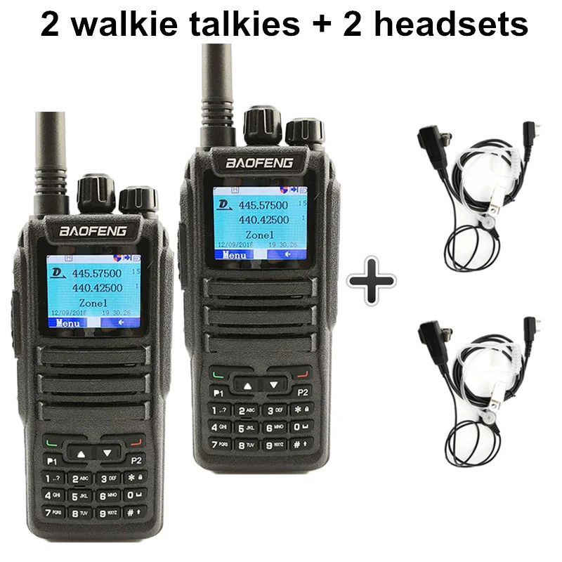 Add 2 headsets 2 шт. Baofeng DM-1701 цифровое мобильное радио Dual Time slot Tier1 Tier2 DMR Ham радио Hf трансивер охотничья рация CB радио - Цвет: Add 2 headsets