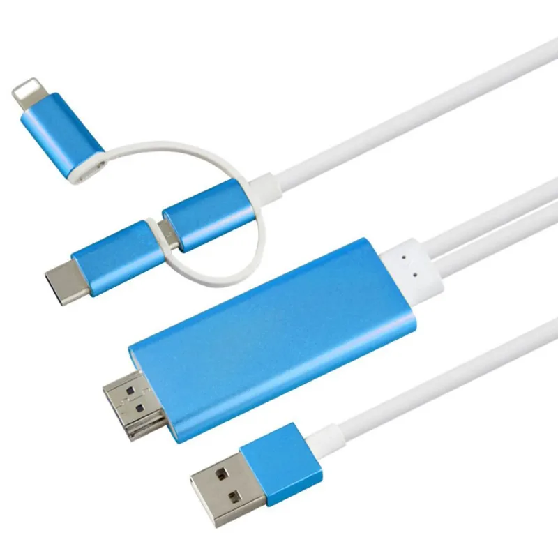 New USB to HDMI Mirror Cast Cable with Audio MHL for Apple iPhone iPad Android Phone to LED TV Micro USB Type C to HDMI