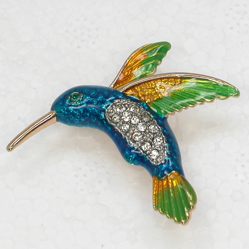 

Clear Rhinestone Enamel HummingBird Pin brooches C2114
