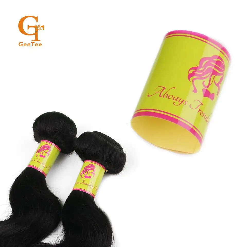 Пользовательский логотип натуральные человеческие волосы пучки упаковка