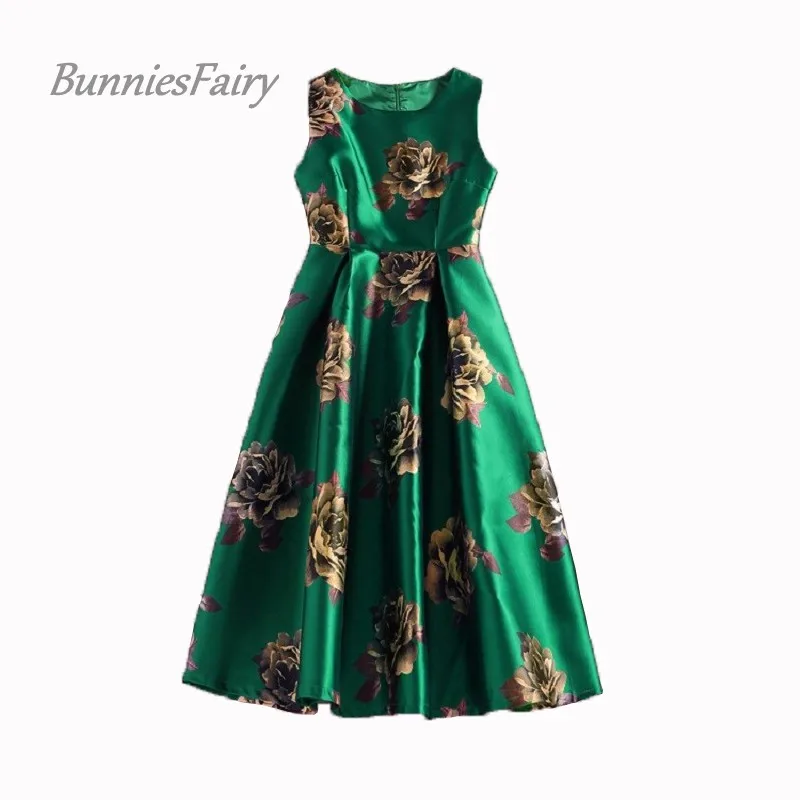 BunniesFairy весеннее винтажное розовое Ретро цветочное зеленое платье-майка без рукавов с цветочным принтом для свадьбы черное свободное платье с принтом